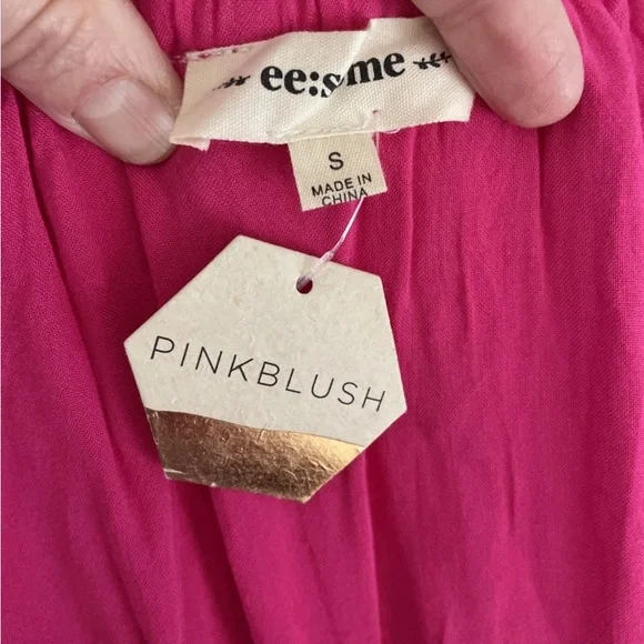 NWT EE:SOME Peasant Tier Dress Pink Sz S Boho Cottagecore Lightweight - Picture 5 of 11